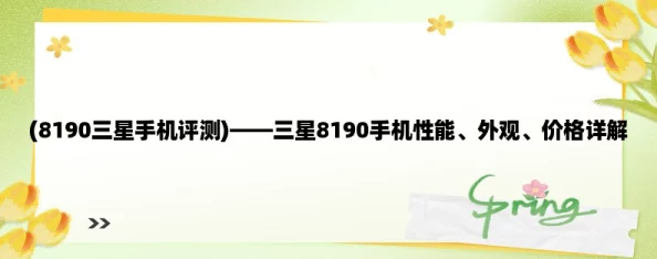 三星8190手机性能与功能全面解析